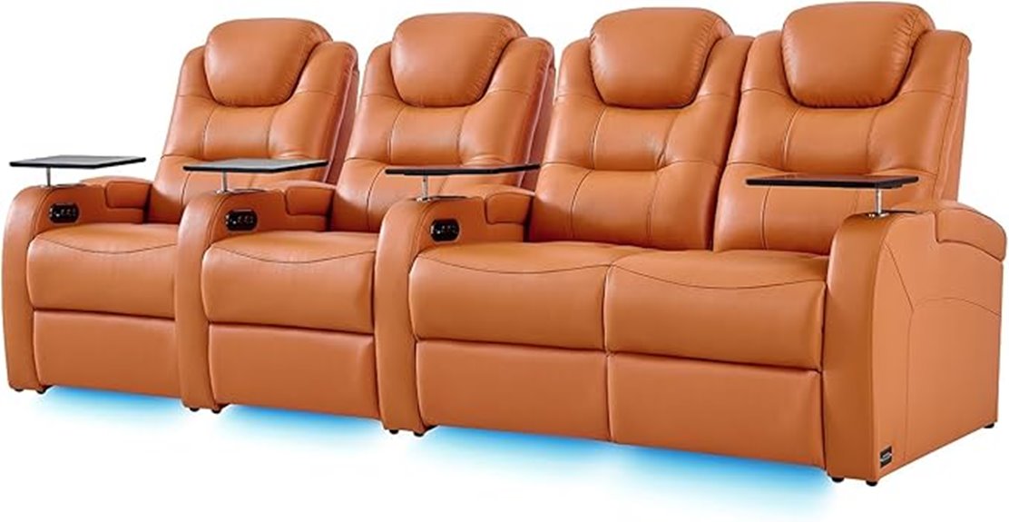 orange leather dual power recliners