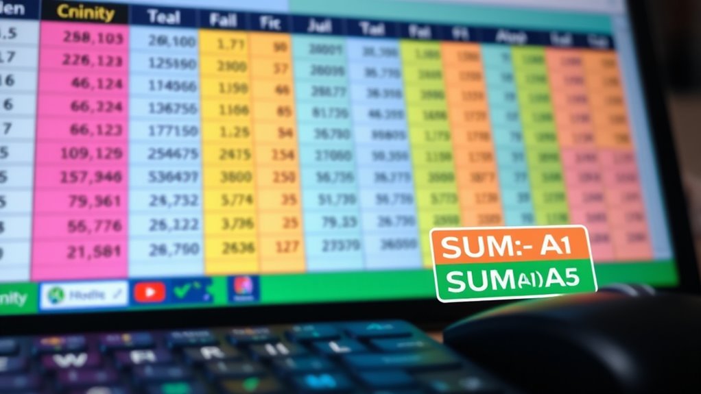 quickly add spreadsheet totals