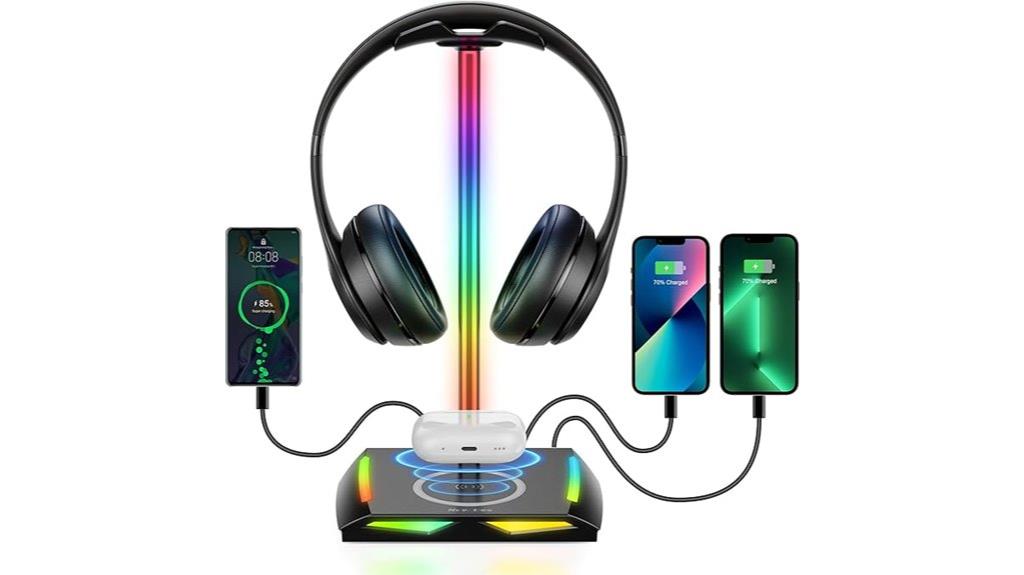 rgb headphone stand with charging