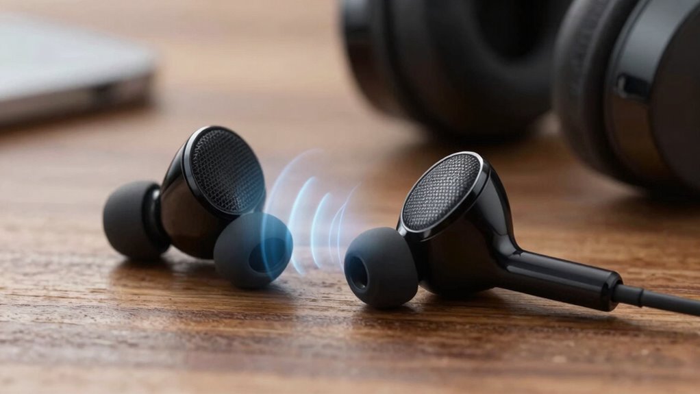 suppresses ambient surrounding sounds